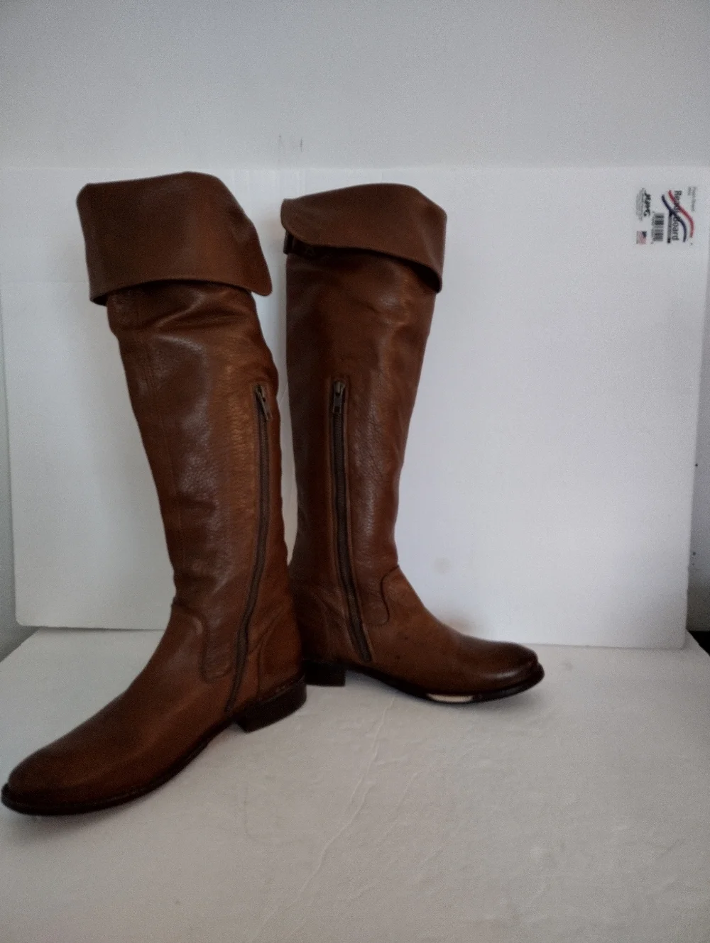 Frye Shirley Over The Knees Boots Size 7.5 Brown Leather Thigh High Fold Over - Picture 8 of 16